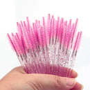 New 5/25/50Pcs Wholesale Crystal Eyelashes Brush Applicator Eyelash Brushes Plastic Mascara Wand Lashes Extension Makeup Beauty