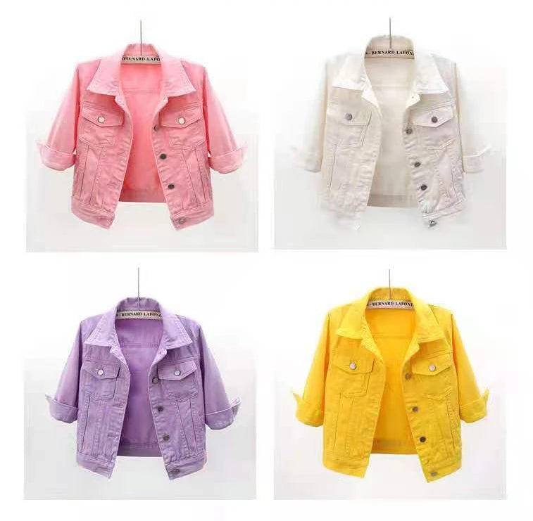 Women Denim Jacket Spring Autumn Short Coat Pink Jean Jackets Casual Tops Purple Yellow Purple Blue Loose Tops Lady Outerwear