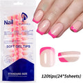 120Pcs Medium Long Square Acrylic French Fake Nails Full Cover Wearable French Press on Nails for Women Mixed Size False Nails