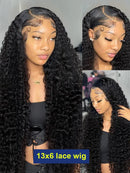 250 Density Deep Wave 40 Inch 13x6 Hd Lace Front Wig Human Hair Curly Wigs Water Wave Transparent Lace Front Wig For Black Women