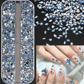 12Grids Ocean Gold Nail Art Charms Shell/Seahorse/Starfish White Half Round Pearl Gems 3D Mixed Punk Manicure Metal Rivets Studs