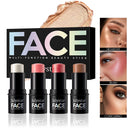 4-Pack CC Sticks Long-Lasting Highlighter Blush Contour Waterproof Makeup Sticks Ideal for Beginners Women Shiny Look Multifunct
