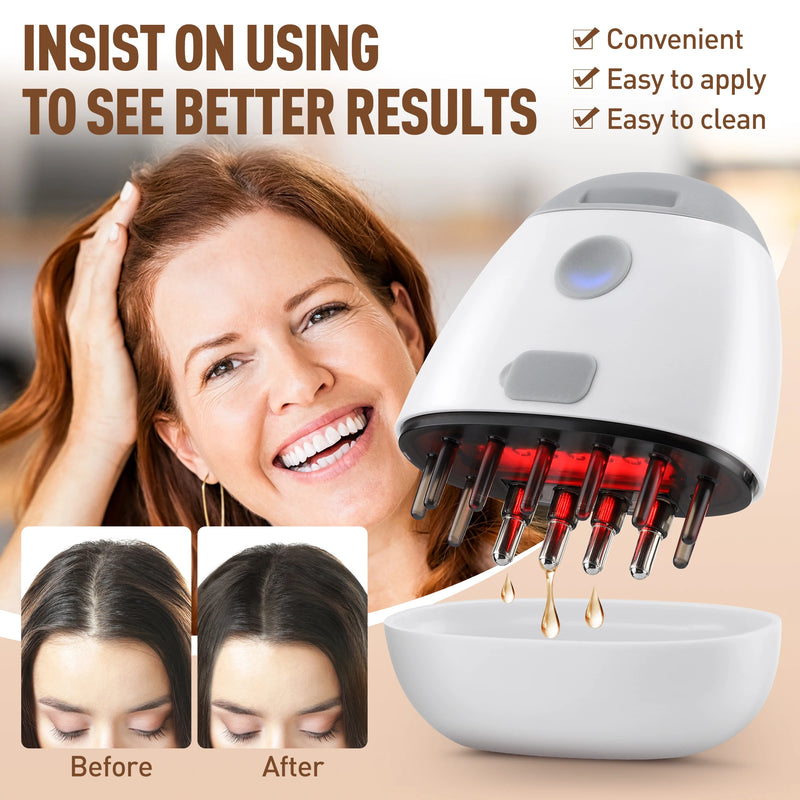 Red Light Therapy Hair Growth Machine Electric Vibration Head Massage Comb Scalp Massager Brush Medicine Liquid Applicator