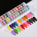 24pcs/Set Sparkly Holographic Fine Sugar Nail Powder Diamond Chrome Pigment Dust For Gel Polish Glitter Manicure Accessories