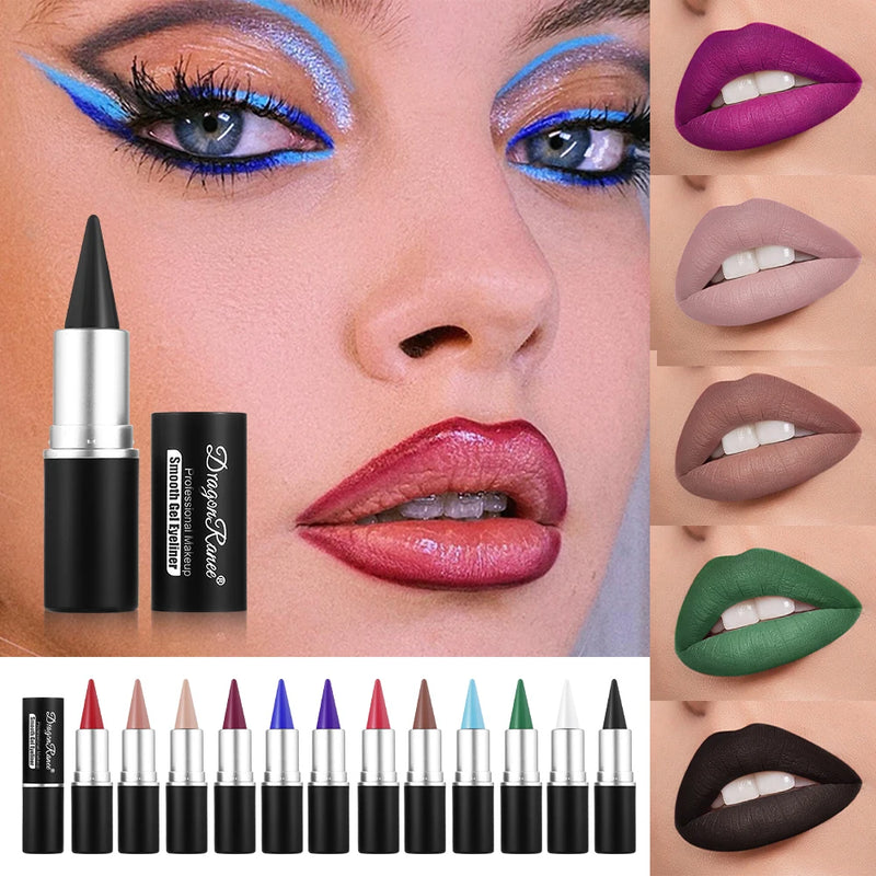 Matte Lip Liner, Long-Lasting and Durable, Automatic Rotating Wax Texture, Suitable for All Skin Types, Multi-Purpose, Suitable for Eyeliner Holiday Party Lipstick