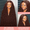 Deep Curly Human hair Wigs Chocolate Brown 13x4 13x6 Hd Lace Frontal Wig Colored Water Wave Lace Front Wig For Women 30 36 Inch