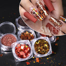 6pcs Maple Leaf Nail Sequins Mixed Hexagon Diamond Powder Design Autumn Winter Style Mirror Paillettes Manicure Slices Spangles