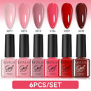 LILYCUTE 6Pcs/Set 7ML Brown Red Coffee Nail Gel DIY Nail Art Semi Permanent Soak Off UV Gel Design Nail Art Manicure Kit Varnish