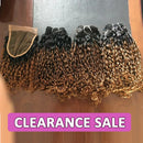 Ombre Brown T1b/30 Mongolian Pixie Curls Hair Weave Bundles with Closure Human Hair Bundles And Closure Frontal with Bundles