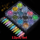 24pcs/Set Sparkly Holographic Fine Sugar Nail Powder Diamond Chrome Pigment Dust For Gel Polish Glitter Manicure Accessories