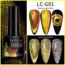 LILYCUTE 7ml 9D Reflective Cat Magnetic Gel Nail Polish Blue Sparkling Semi Permanent UV Gel Soak Off Glitter Gel Nail Art