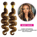 P4/27 Highlight Body Wave Bundles Brazilian Hair Weave Bundles Ombre Honey Brown Colored Human Hair Bundles Remy Hair Extensions