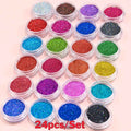 24pcs/Set Sparkly Holographic Fine Sugar Nail Powder Diamond Chrome Pigment Dust For Gel Polish Glitter Manicure Accessories