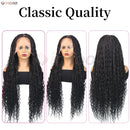 Boho Box Braided Wigs Curly Hair Synthetic Full Lace Front Wigs for Black Women Goddess Locs Braid Wig Bohemian Box Braid Wig