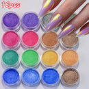 24pcs/Set Sparkly Holographic Fine Sugar Nail Powder Diamond Chrome Pigment Dust For Gel Polish Glitter Manicure Accessories
