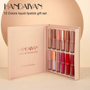 HANDAIYAN 12-Color Velvet Matte Lip Gloss Set - Liquid Lipstick Gift Box Set, Non-Sticky Lip Gloss
