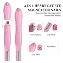 1Pcs 3-In-1 Heart Shape Cat Eye Nail Art Magnet Double Line Moon Snake French Magnet Pen for Magnetic Gel Polish Manicure Tools