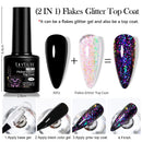LILYCUTE 7ML 2 IN 1 Flakes Glitter No Wipe Top Coat Gel Nail Polish Vernis Sparking Auroras Semi Permanent UV Gel Nail Art