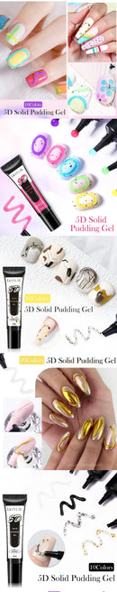 LILYCUTE 10ml 5D Solid Pudding Nail Gel Semi Permanent Translucent Korean Style Painting Gel Polish For DIY Nail Art Design