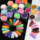 24pcs/Set Sparkly Holographic Fine Sugar Nail Powder Diamond Chrome Pigment Dust For Gel Polish Glitter Manicure Accessories