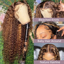 Highlight Ombre Lace Front Wig Curly Human Hair Wigs Brazilian Honey Blonde Colored Deep Wave Frontal Wigs For Women Pre Plucked