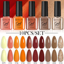 LILYCUTE 10PCS/Set 7ml Gel Nail Polish Coffee Red Pink Nude Gel Varnish Semi Permanent Soak Off UV LED Nail Art Manicure Kit