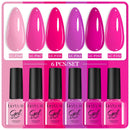 LILYCUTE 6Pcs/Set Purple Color Series Nail Gel Glitter Semi Permanent UV LED Gel Nail Art Soak Off Polish Kit Design Manicure