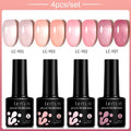 LILYCUTE 4/5Pcs/Set 7ML Nude Pink Gel Nail Polish and Translucent Jelly Nail Art Gel Semi Permanent Soak Off Design Manicure Set