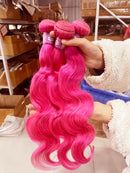 15A Hot Light Pink Red Body Wave Bundles Human Hair Raw Unprocessed Virgin Hair 613 Colored Cosplay Hair Weaving Bundles Deal