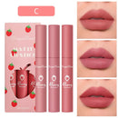 3-Piece Set of Lip Gloss, Velvet Matte Lipstick, Small Orange Milk Tea Bean Paste Color Lip Gloss, Easy to Apply, Non-Fading, Non-Stick Cup Lip Gloss Set Box