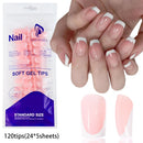 120Pcs Medium Long Square Acrylic French Fake Nails Full Cover Wearable French Press on Nails for Women Mixed Size False Nails