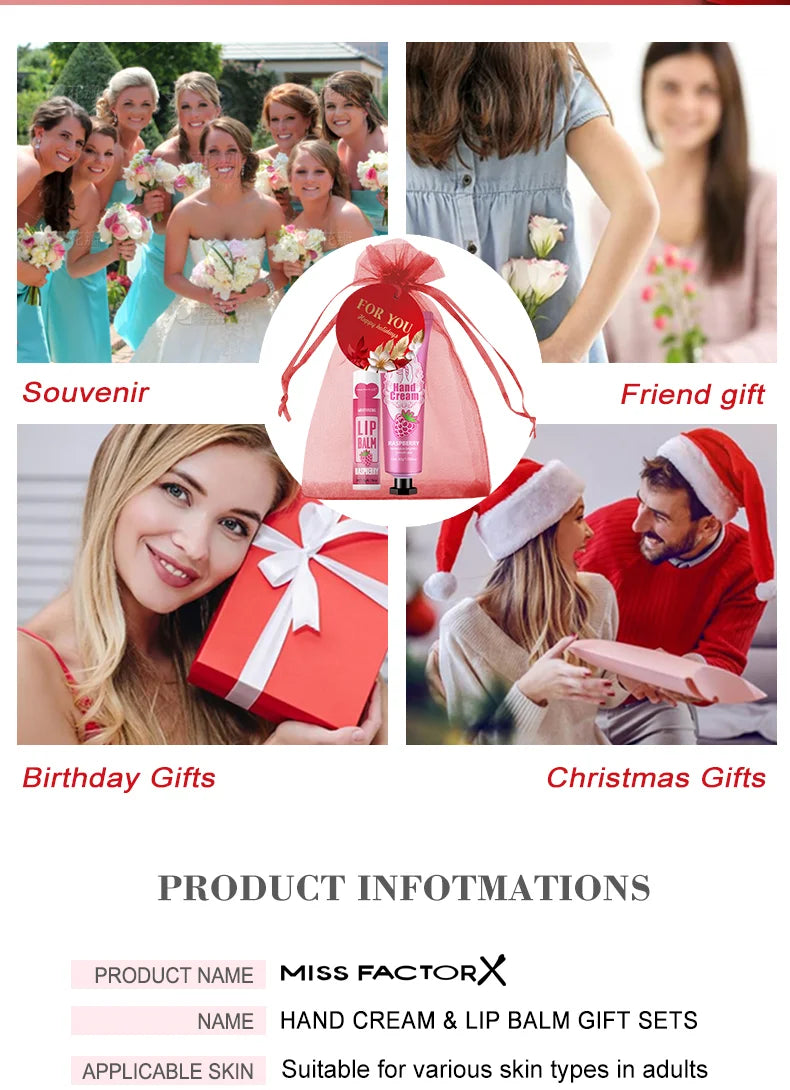 24PCS/box lip balm in bulk, hand cream in bulk thank you card and red gauze bag, wedding gift to guests, Christmas and New Year