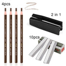 Eyebrow Pencil Microblading Supplies Set Waterproof Eyebrow Tattoo Tint Enhancers With Sharpener Brow 10Pcs Brow Trimmer Blade