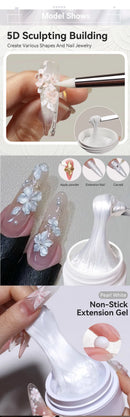 LILYCUTE 8ml Pearl White 5D Sculpting Extension Building Gel For Shaping Carving Non-Stick Soak Off UV Semi-permanent Varnish