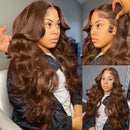 200 Density 30 38Inch Chocolate Brown Body Wave Human Hair Wigs Brazilian 13x6 HD Lace Frontal Wigs