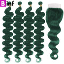 Dark Green Fashion Color Preplucked 4x4 13x4 Lace Closure With Bundles Body Wave Human Hair Bundles with Closure Remy Hair