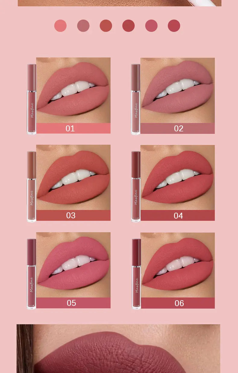 Matte Lip Gloss Set 6 Color Lipstick Smooth And Lasting Display Lip Gloss Waterproof Moisturizing Lipstick Holiday Gift Box Set
