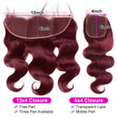 #99j Body Wave Bundles With Closure Burgundy Red Human Hair Bundles With Closure Colored Brazilian Hair Weave 3/4 Bundles