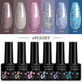 LILYCUTE 6Pcs/Set 7ML Gel DIY Nail Polish Bright Pink Semi Permanent Soak Off UV LED Gel Varnish Nail Art Design Manicure Kit