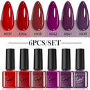 LILYCUTE 6Pcs/Set Purple Color Series Nail Gel Glitter Semi Permanent UV LED Gel Nail Art Soak Off Polish Kit Design Manicure