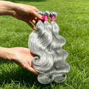 Silver Gray Body Wave Bundles Human Hair Remy Unprocessed Brazilian Human Virgin Hair 10-30 Inch Double Weft For Women 1/3/4 PCS