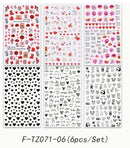 6PCS 3D Valentines Day Nail Art Sticker Lover Letter Cute Girl Cartoon Slider Full Wrap Stickers On Phone Nail Art Accessories