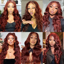 #33 Reddish Brown Colored Body Wave Human Hair 1/3/4 Bundle with Closure 15A Human Hair Weaving Weft Remy Human Hair Extensions