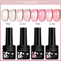 LILYCUTE 4/5Pcs/Set 7ML Nude Pink Gel Nail Polish and Translucent Jelly Nail Art Gel Semi Permanent Soak Off Design Manicure Set