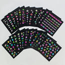 30 Sheets 3D Glow in The Dark Neon Nail Stickers - Glittery Glossy Self-Adhesive Nail Art Decorations with Butterfly, Love Heart