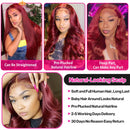 13x4 99J Burgundy Lace Front Human Hair Wigs For Women Brazilian Body Wave Red Hair Lace Wigs HD Lace Frontal Wigs Remy Plucked