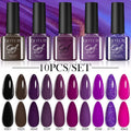 LILYCUTE 10PCS/Set 7ml Gel Nail Polish Coffee Red Pink Nude Gel Varnish Semi Permanent Soak Off UV LED Nail Art Manicure Kit