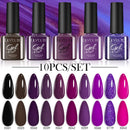 LILYCUTE 10PCS/Set 7ml Gel Nail Polish Coffee Red Pink Nude Gel Varnish Semi Permanent Soak Off UV LED Nail Art Manicure Kit