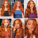 Ginger Color Body Wave Bundles Human Hair with Closure