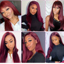 99J Dark Red Human Hair Bundles Straight Burgundy 30 Inch Brazilian Virgin Hair Extension Weave Human Hair Raw Bundles For Women